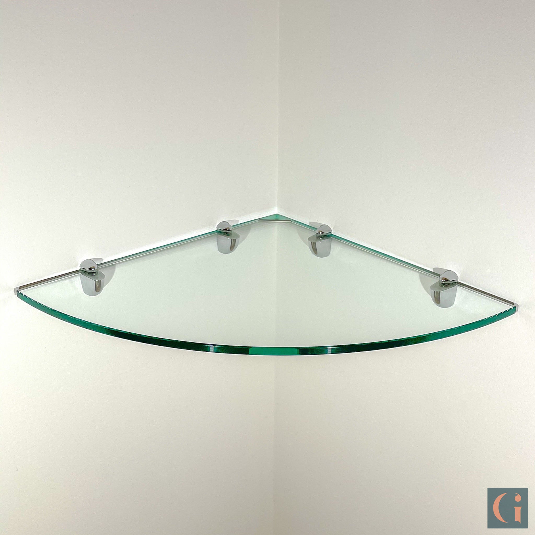 12mm Glass Corner Wall Mounted Shelf Glass Interiors