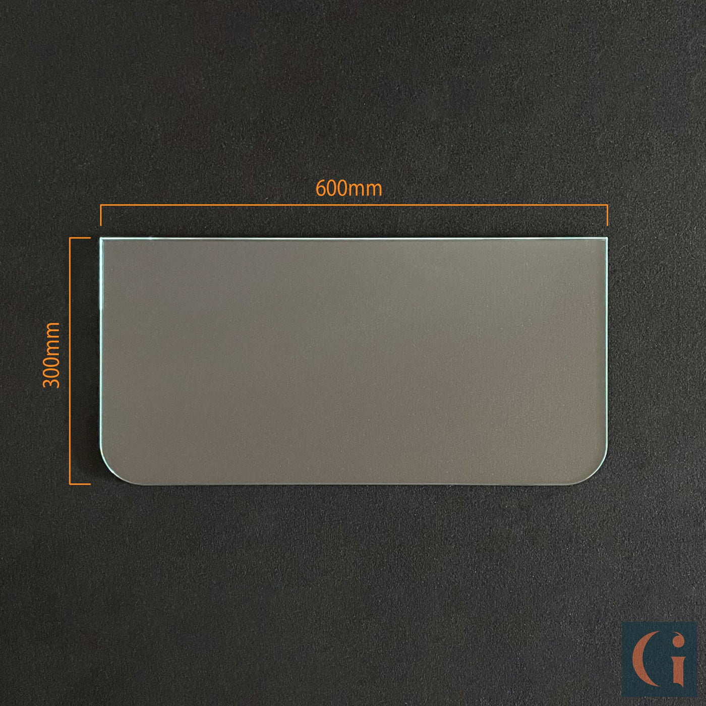 Dimensions 600x300mm, Toughened & Polished Clear Glass Rectangle Shelf. Bathroom, Bedroom, Kitchen, Living Room, Office Shelves. Wall Mounted, Floating Glass Shelf.