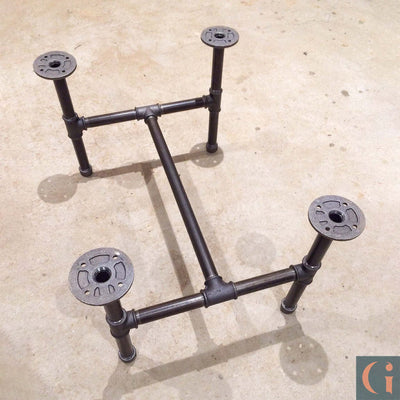 Steel Pipe Table Base for Rectangle Glass Coffee Table Top.